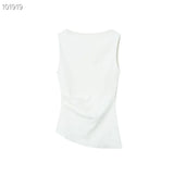 Women's Dressed Type Shipnecked Folded Vest White 2025 New