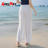 Women's Linen Pants High Waisted Harem Loose Soft Elastic Waist White Summer Pants for Women 2023