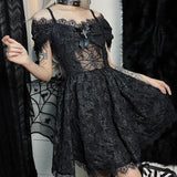Autumn And Winter Women's Temperament Lace Splicing Sling Net Sexy Fashion