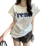 Zingj New Net Red Ins Super Fire Show Thin Shoulder Sweet Cool Short-Sleeved T-Shirt Loose Female Summer Student Coat