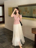 Xixi 2025 Summer New Temperament Apparent Thin High-Rise Half-Dressed Dress Dress