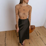 Zingj 2024 Summer New Women's Round Collar Long Sleeve Fashion Mesh Perspective Sexy Slim Onesie