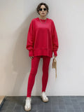 Autumn And Winter Women's Leisure Loose Long-Sleeved Collar Open Fork Tight Trouser Trouser