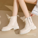 Wind Double Zipper Coarse And Velvet Martin Boots 2025 Autumn And Winter New Fashion Leisure Thick Bottom To Keep Warm Short