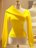 Big Collar Elegant Knitted Jersey Solid Color Front Row Fake