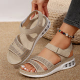 Female Thick Bottom Slope Sandals Large-Size With A Glide Water Drill Thick Bottom Cushion Sandals