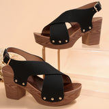 New Summer High-Heeled Waterproof Table Women's Shoes Large-Size Coarse Cross With Fashion Casual