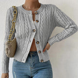 Autumn Sweater Women's Large Size Mahjong Collar Collar Cardigan Long-Sleeved