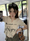 Zingj Short-Sleeved T-Shirt Women 2024 Summer Irregular Design Sense Pure Desire Hot Girls Short Students On