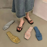 Flat-Bottomed Flip-Flop Fairy Shoes Wear 2025 New Summer Beach Cool Drag Silver Cool