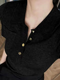 Polo Collar Gray Short-Sleeved Knitted Shirt For Summer Shorts For High-End Temperament Ice Jersey