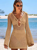 Beach Dress Sexy Ring Hollow Knitted Long Sleeve Bikini Sunscreen