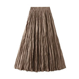 Luxury Light Pressure Folded Skirt Women's Spring And Autumn New Station Big Swing Thin Folded A Skirt