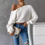 Zingj New Open Back Knit Sweater Long Sleeve Long Sleeve Knit Sweater Woman-Outfit