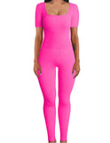 And Summer Threaded Collar Hips Sexy Yoga Sports Long-Sleeved Short-Sleeved Jumpsuit Trousers