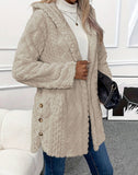 2025 Ebaywish Hooded Solid-Colored Open-Shirt Button-Buttoned Long-Sleeved Casual