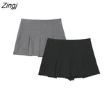 Women High Waist Wide Pleats Design Slim Shorts Skirts Female Side Zipper Culottes Hot Shorts Chic Pantalone Cortos