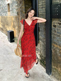 Xixi 2025 Summer New Temperament High-Waisted Dress With Joint Dress Print Pure Desire Holiday Dress Women