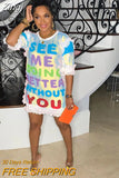 Women Letter Sequins O-neck Half Sleeve Tee Style Slim Dress 2023 Summer Sexy Club Street Elegant Pencil Dresses