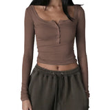 Asia Women's Big Round Neck Collar Nail Buckle Bottom Shirt Trend 2025 New Pure Desire Tight T-Shirt