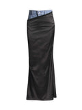Zingj 2024 New Fashion Trend Wind High-Waisted Jeans Stitching Design Sense Long Slit Wrap Hip