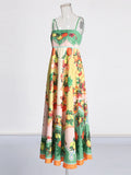 Spring 2025 New Fashion Sexy Plant-Print Design Smeared Slings Long Dress Dress Dress Dress