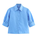 New Women's Short-Sleeved Shirt Wide Fan Flute Dress