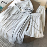 Women Two Piece Set Casual Tracksuit Long Sleeve Hooded Oversize Sweatshirt + High Waist Harem Pants Loose Sweatpants