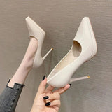 New Black Patent Leather Waterproof Table High Heels Female Hairy Temperament Fine Heel Sexy Professional Single