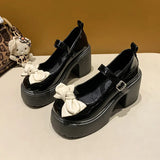 Thick And Mary Jane Women's Shoes 2025 Spring New Small Man With Bows And Skirts Small Leather