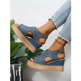 Summer New Fish Mouth Big Slope Hedging Buckle With Roman Wind High-Heeled