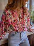 Summer Korean Version Of Loose Literature And Art Casual Lazy Style Printed Round Collar Shirt