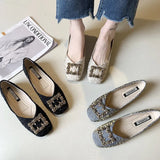 Head Flat Sole Women's Evening Wind Gentle Women's Spring And Autumn Soft Bean Shoes Shallow Mouth Water Drilled Pregnant Women's