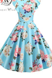 Women Summer Dress Retro 50s 60s Robe Femme Rockabilly Pinup Party Vestidos Casual Elegant Floral Office