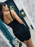 Quality Summer Velvet Bodycon Dress Women 2023 New Arrivals Lined Green Party Dress Sexy Celebrity Evening Club Night