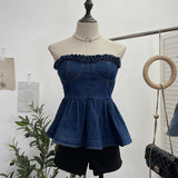 Real Shooting Hottie Wearing Brated Cowboy Waist Wood Ear Slim Skirt Swamped Waist Thin Top