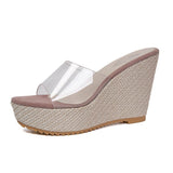 Slippers Women's 2025 Summer New Fashion Transparent Word Thick-Bottomed Loose Cake Cool Slippers Women's