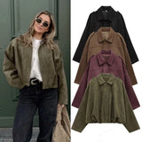 Autumn And Winter Bomber Jacket Bat Sleeve Zipper Loose Velvet Texture Coat Female Casual