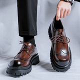 2025 New Platform Derby Shoes Block Casual Shoes British Port Wind Leather Shoes Niche Fashion Premium