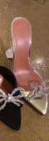 Rhinestone Fish Mouth Open Toe High Heels Wine Cup Heel Mid Heel Sandal Slippers