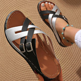 Asia Large-Size Belt Buckle Color Thick-Bottomed Slippers Women's New Slope With The Car Sewing Beach Cool