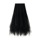 Autumn And Winter Girl Long A-Shaped Skirt Pong Dress Dress Dress Net Yarn Fresh Irregular 100-Fold Skirt