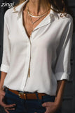 Tops Women's Long Sleeve V-neck Button Chiffon Shirt Office Loose Fashion Long Sleeve Shirts Female Tops Blusas