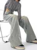 Zingj Light Blue Spring And Summer New Retro Jeans Female Loose Design Show Thin Floor Wide Leg
