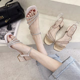Zingj New Women's Fashion Sandals Summer Fairy Wind With Thick Heel Fashion Diamond Word Buckle Women's