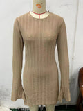 Zingj Women's New Sexy Long Sleeve Lace-Hole Sweater Dress-Outfit