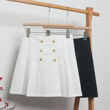 Women's Dress 2025 Spring Korean Version Of Double Buckle High Waist Thin A Short Skirt Suit 100-Folded