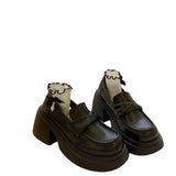 Small Leather Shoes Women's Spring And Autumn Haute Couture Cake French Retro Height Fashion Leop Shoes One Foot Pedal Single