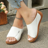 Thick-Bottomed Casual Slippers Women 2025 New Summer Word Solid Color Simple Fashion Fish Mouth