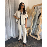 Zingj Spring And Summer New Comfortable Casual Single Breasted Lace Splicing Trousers Shirt Coat